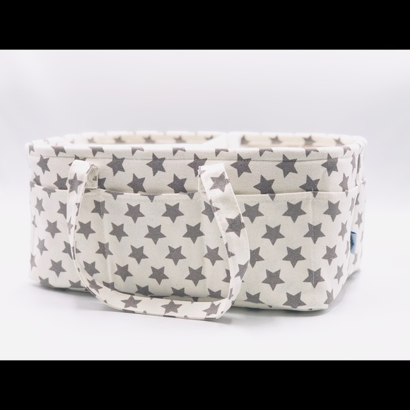 Home Personal Organizer or Diaper Bag White With Grey Stars Removable Divider - Picture 2 of 8